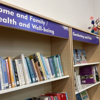 Shelf showing Home and Family/Health and Wellbeing books