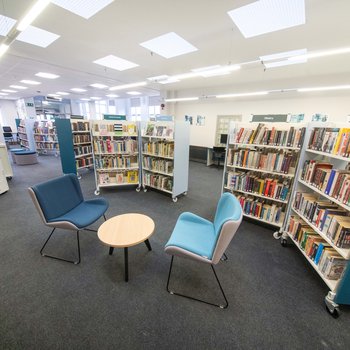 Hucknall Library interior, seating area