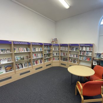 adult non-fiction area at Huthwaite Library with seating