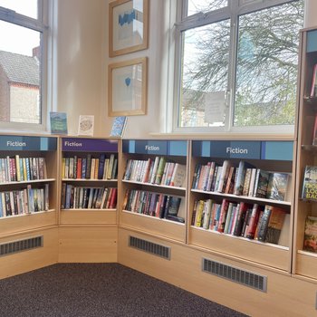 Updated shelving in adult fiction area