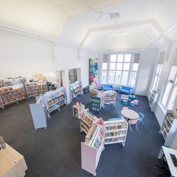 Hucknall Library interior, view from above