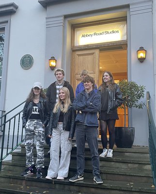 Current MC members on a group trip to Abbey Road Studios in London.