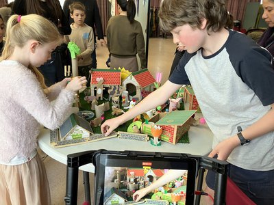 Children taking part in digital animation activities