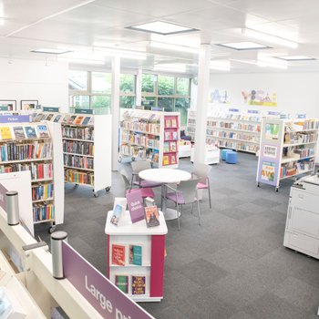 Burton Joyce library, showing main area with stock