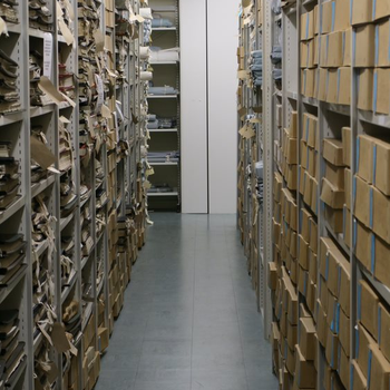 Rows of archives  boxes in storage