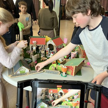 Photo child building stop-motion animation model scene