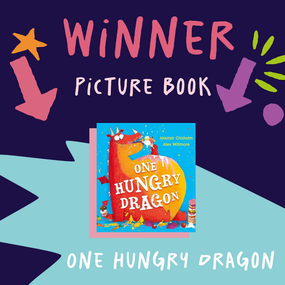 One Hungry Dragon graphic with book cover