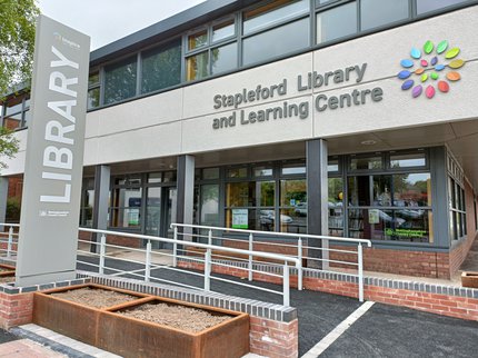 Image showing the outside of Stapleford Library and Learning Centre with a fresh new look following UK Government funded external improvement works.