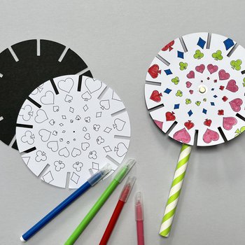 Photo of craft materials needed to make an animation spinner