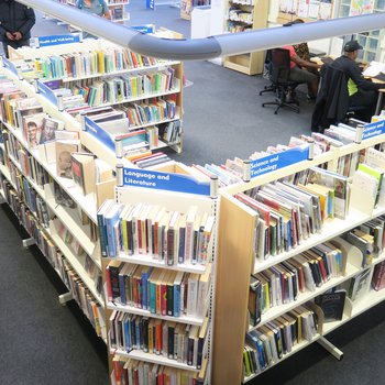 Non-fiction area in Hucknall Library taken from above