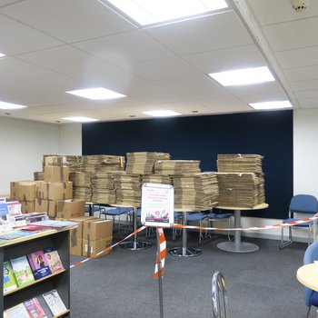 Coffee area and gallery in Hucknall Library