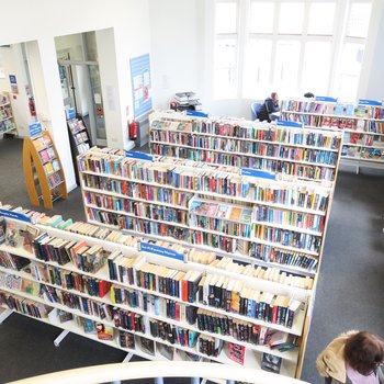 View taken of adult fiction area in Hucknall Library