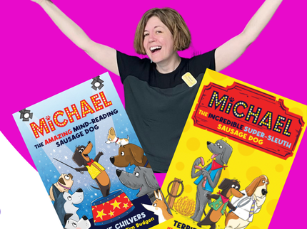 A photograph of children's author Terrie Chilvers and the covers of two of her books