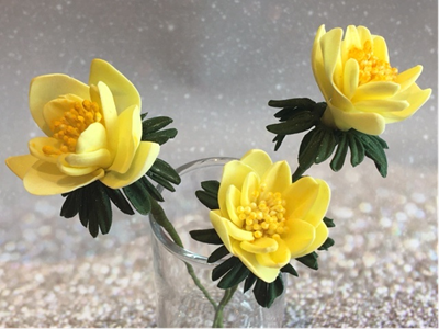 Yellow flowers made from sugarcraft