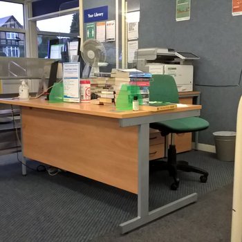 Forest Town Library reception desk before refurbishment