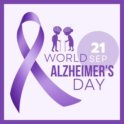 White Purple Simple World Alzheimer's Day Awareness graphic