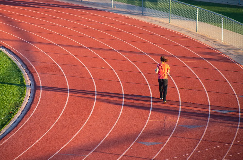 Person on a running track