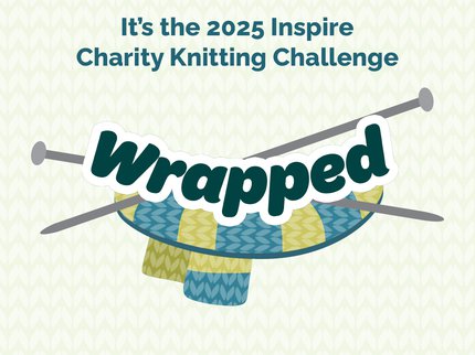 A illustration of a scarf and knitting needles
